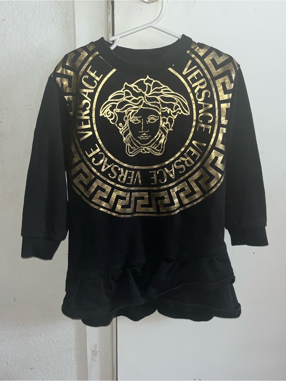 Girls Metallic Medusa Logo Sweater Dress